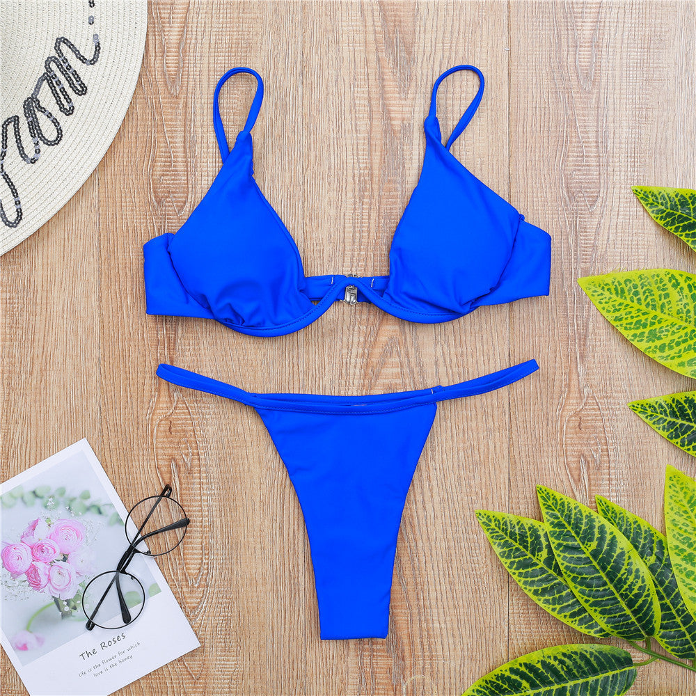 Damen Triangel-Bikini mit schimmerndem Oberteil und verstellbaren Trägern EB