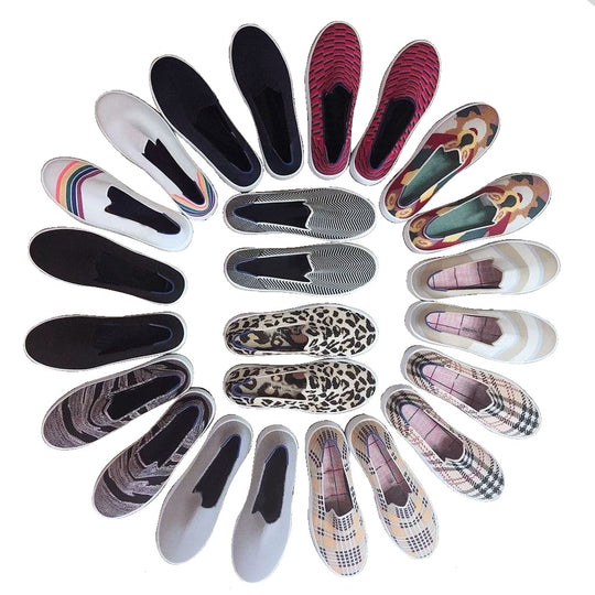 Damen Bequeme Slip-On Freizeitschuhe mit atmungsaktivem Obermaterial EB