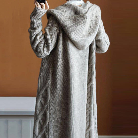 Damen Strickjacke mit Kapuze und feinem Strukturmuster EB