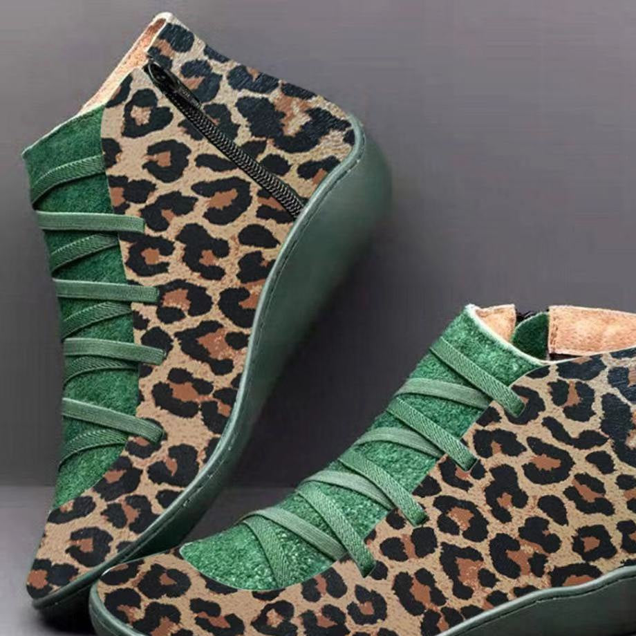 Damen nan knöchelhoher Softleder-Sneakerboot mit seitlichem Reißverschluss elastischer Zierschnürung und ergonomischer Komfortsohle EB