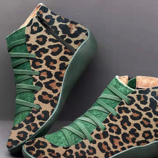 Damen nan knöchelhoher Softleder-Sneakerboot mit seitlichem Reißverschluss elastischer Zierschnürung und ergonomischer Komfortsohle EB
