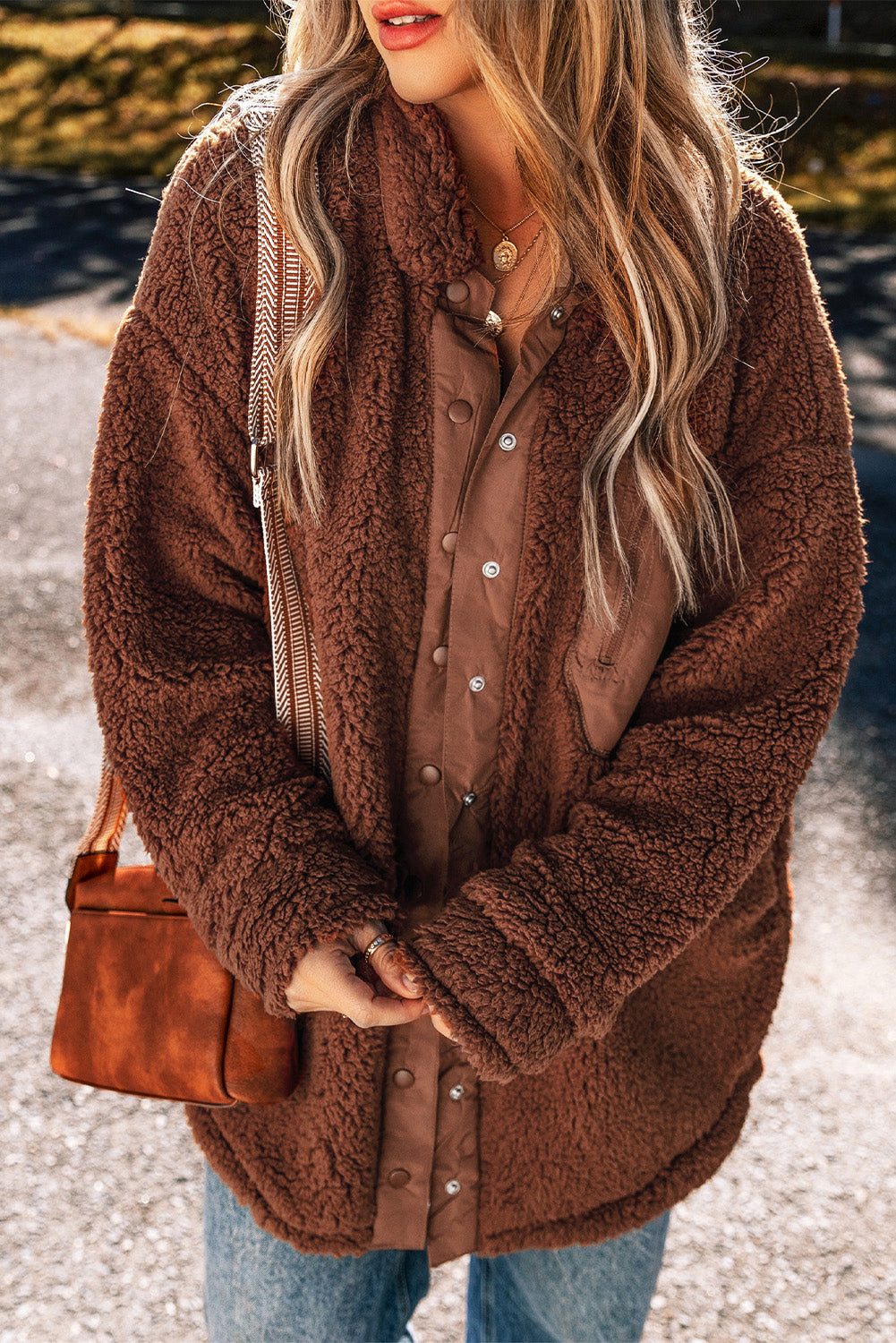 EB | Oversized Teddyjacke Polyester Warm und Bequem