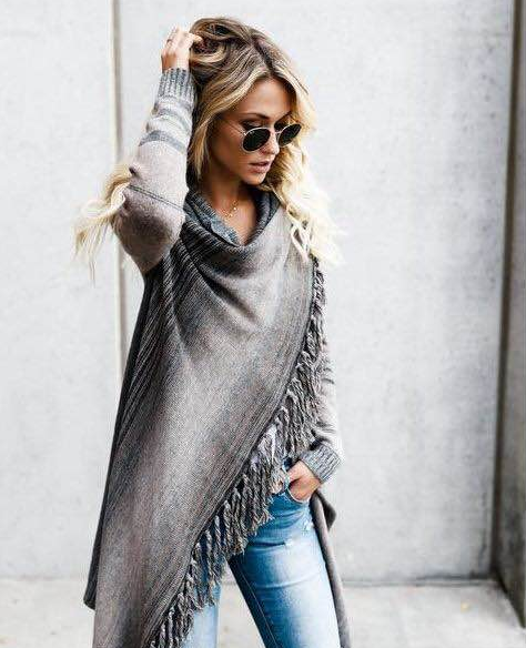 EB | Herbst und Winter Mittellange Strickjacke