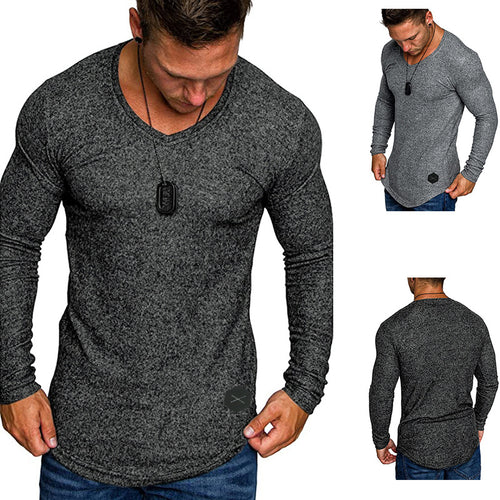 Herren Langarmshirt mit modernem V-Ausschnitt und komfortabler Passform EB