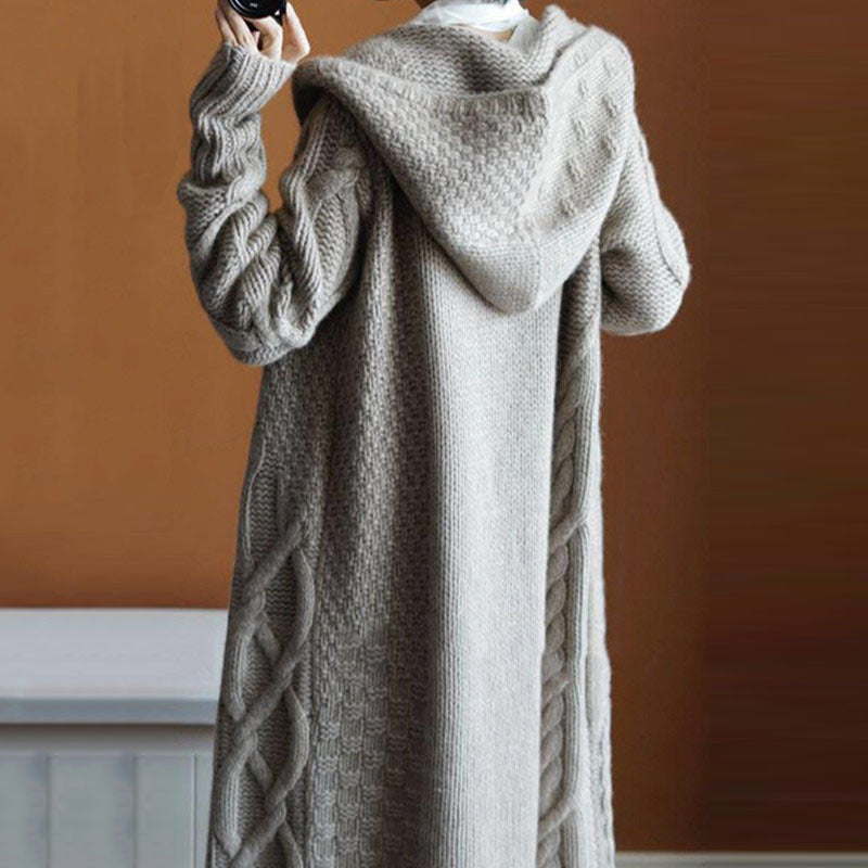Damen Strickjacke mit Kapuze und feiner Struktur EB