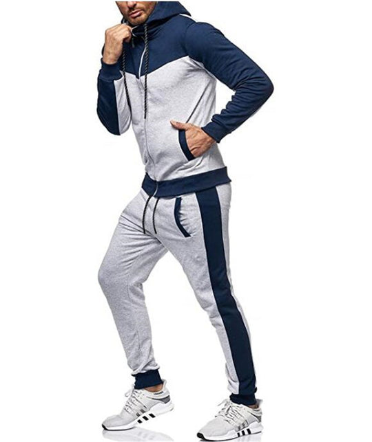 Herren nan sportlicher Trainingsanzug mit Kapuzenjacke und tapered Jogginghose EB