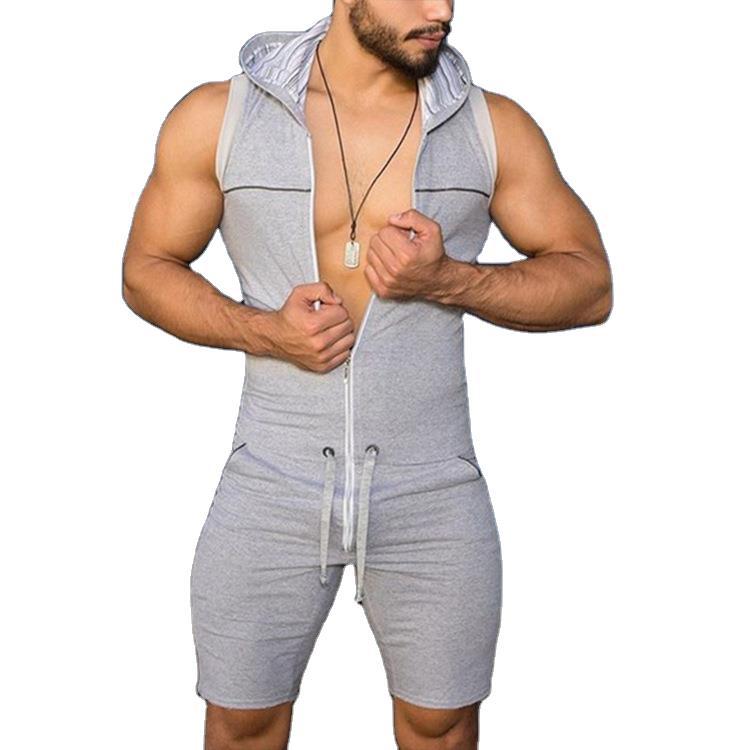 Herren Ärmelloser Freizeitanzug mit Kapuze und praktischem Kordelzug EB