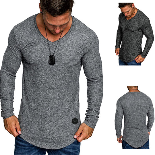 Herren Langarmshirt mit modernem V-Ausschnitt und komfortabler Passform EB