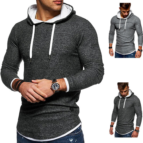 Herren Sweatshirt mit innovativem Layering-Design und kontrastierender Kapuze EB