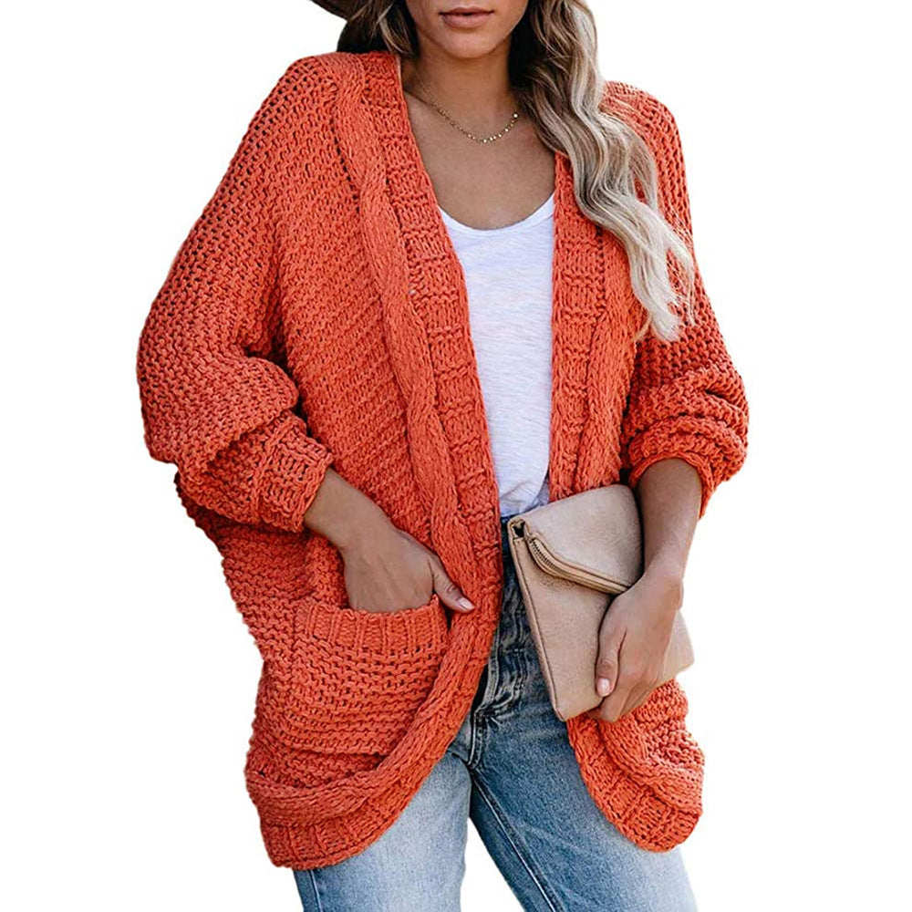 Damen Grobstrickcardigan mit lässigen Taschen und modischem Schnitt EB