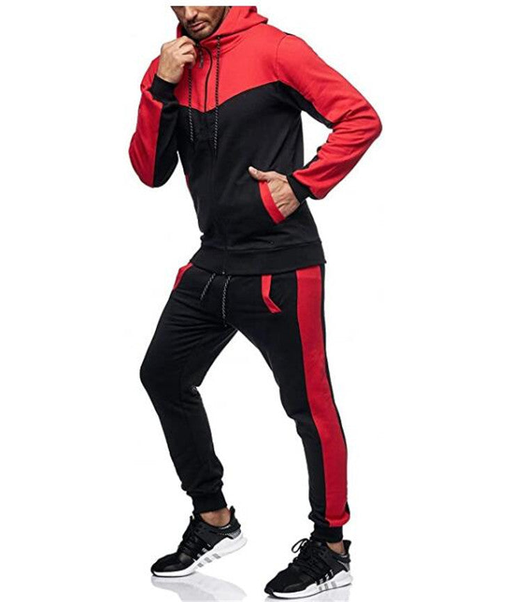 Herren nan sportlicher Trainingsanzug mit Kapuzenjacke und tapered Jogginghose EB