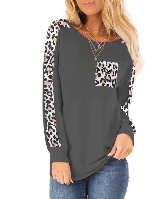 Damen Sweatshirt mit Leopardenmuster und lockerer Passform EB