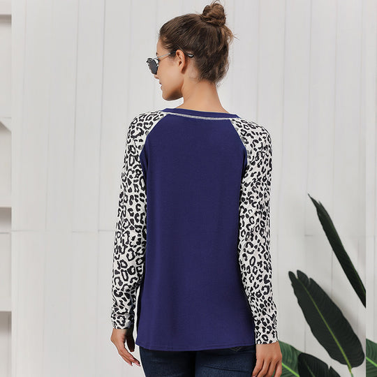 Damen lässiges Oberteil mit animalischem Muster und lässigem Knoten-Design EB