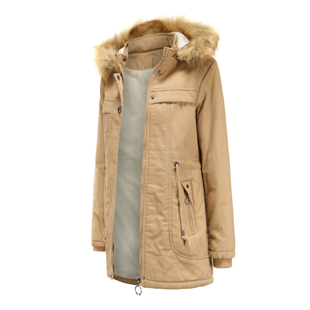Damen Winterparka mit Kapuze und Kunstfellbesatz EB