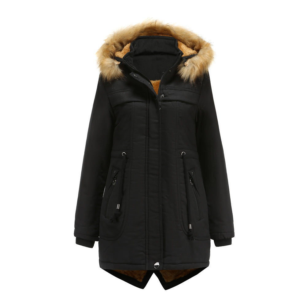 Damen Winterparka mit Kapuze und Kunstfellbesatz EB