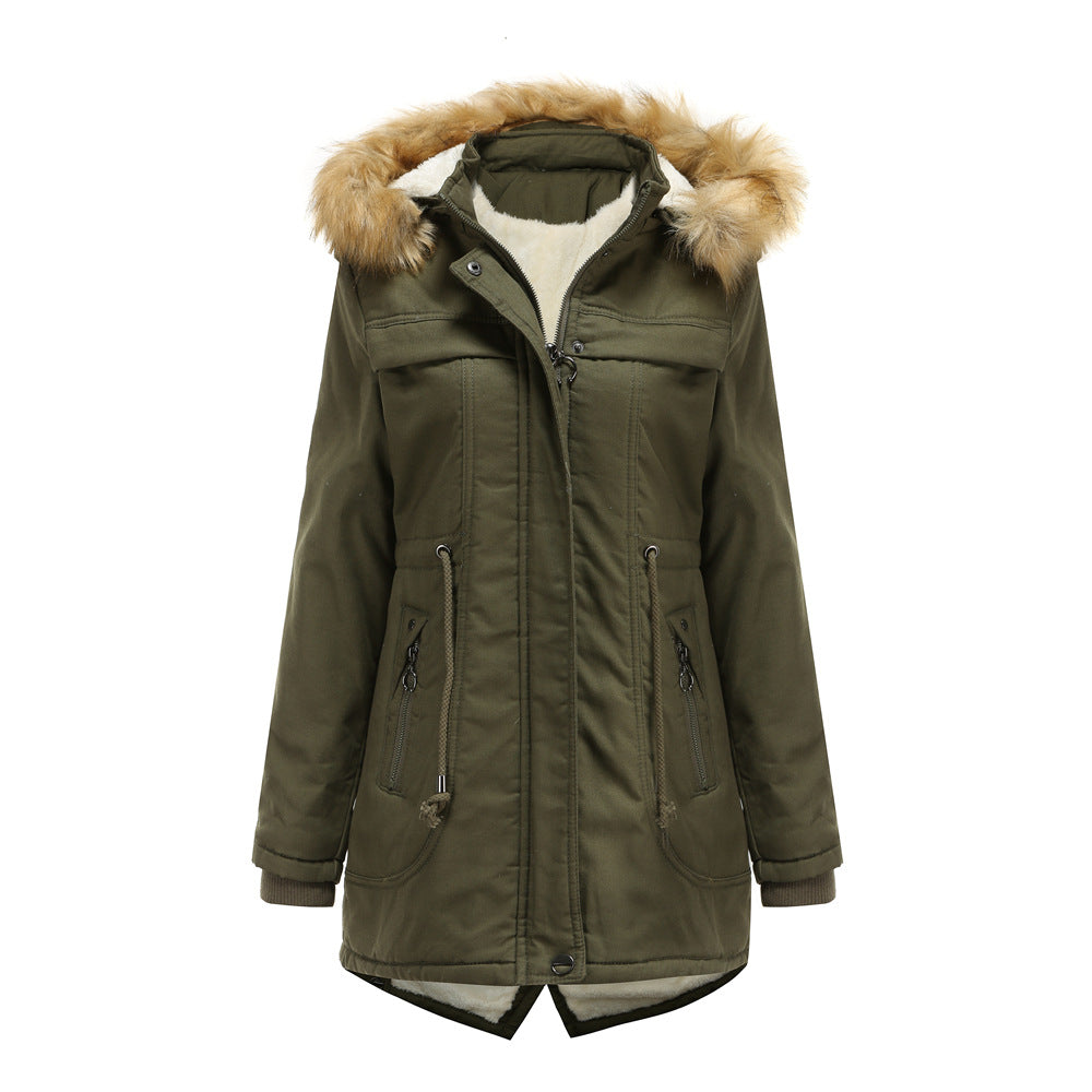Damen Winterparka mit Kapuze und Kunstfellbesatz EB