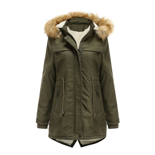 Damen Winterparka mit Kapuze und Kunstfellbesatz EB