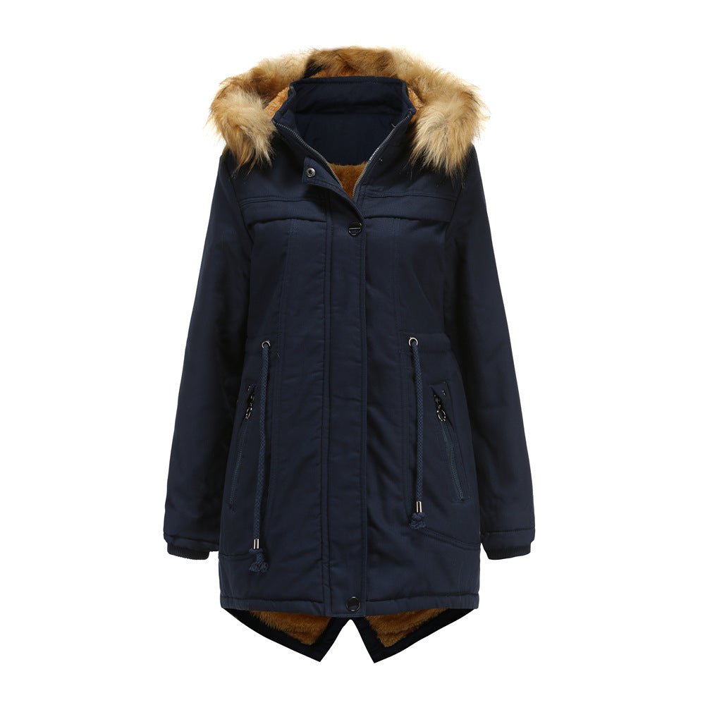 Damen Winterparka mit Kapuze und Kunstfellbesatz EB