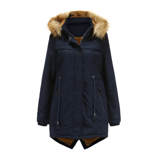 Damen Winterparka mit Kapuze und Kunstfellbesatz EB