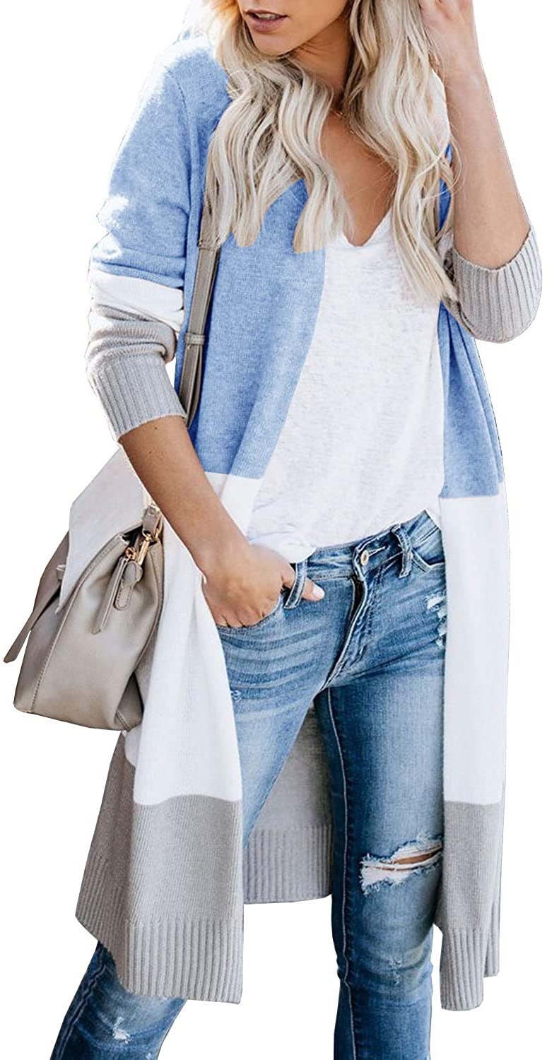Damen Langstrickjacke mit modernem Farbblocking und bequemer Passform EB