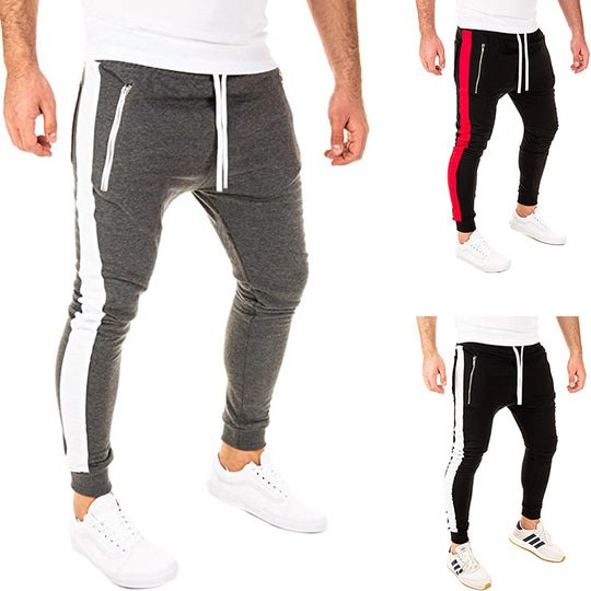 Herren Sportliche Jogginghose mit seitlichen Reißverschlusstaschen und elastischem Bund EB
