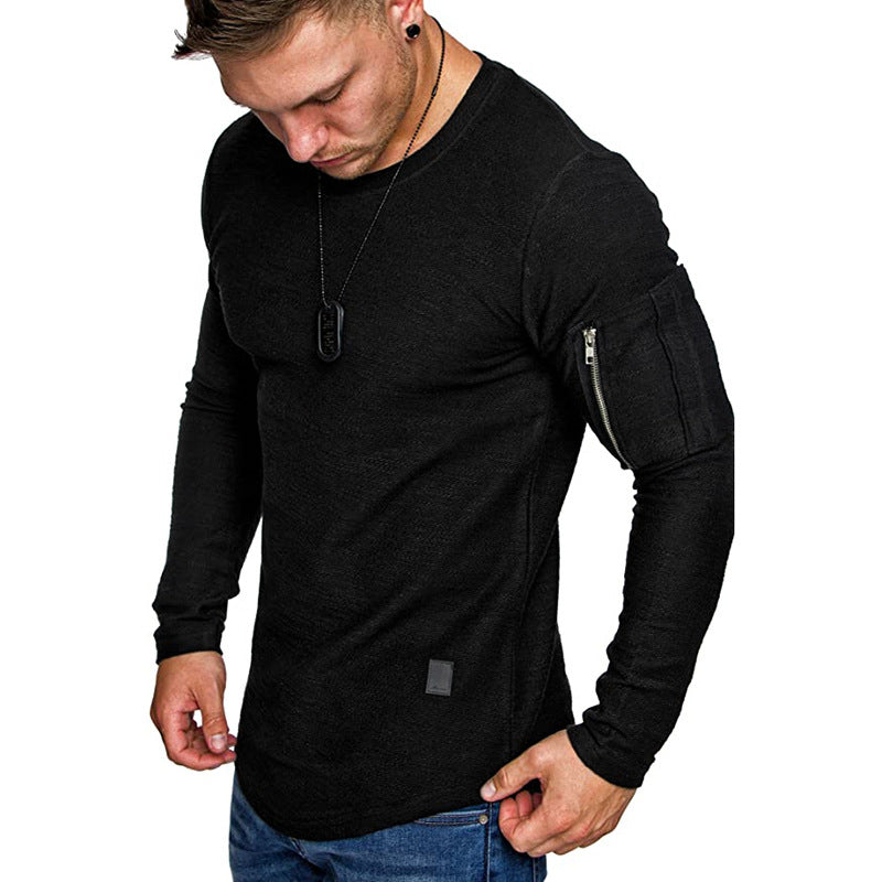 Herren lässiges Langarmshirt mit strapazierfähigem Reißverschluss und modernem Schnitt EB
