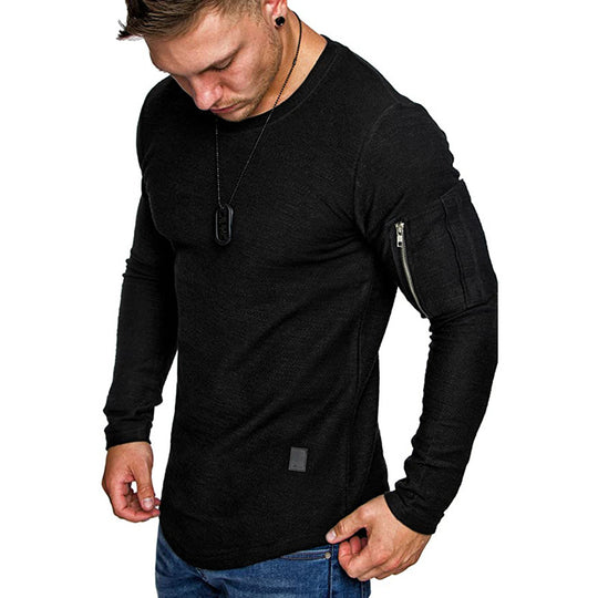 Herren lässiges Langarmshirt mit strapazierfähigem Reißverschluss und modernem Schnitt EB