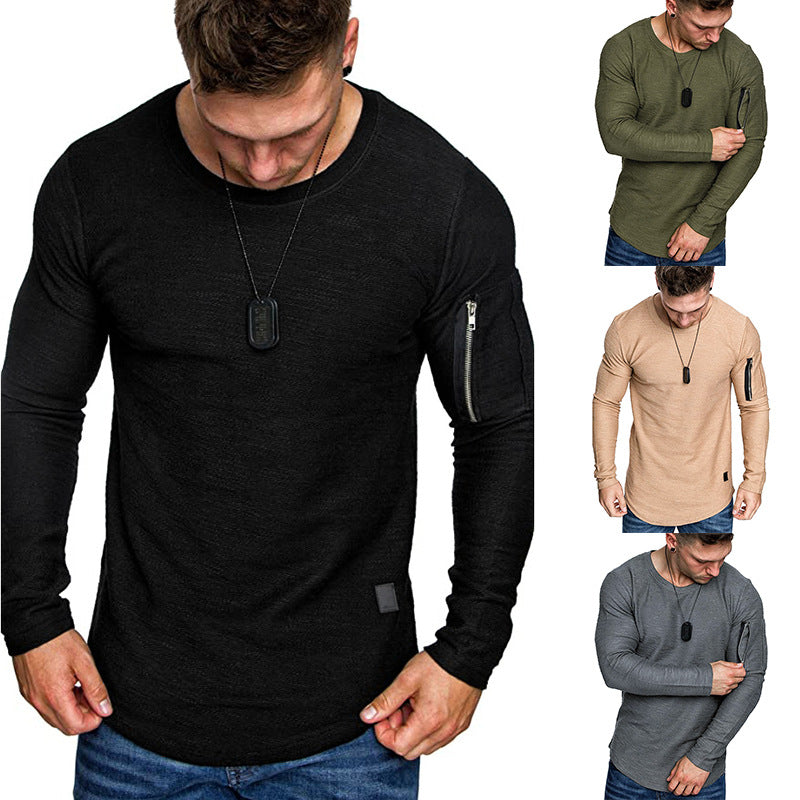 Herren lässiges Langarmshirt mit strapazierfähigem Reißverschluss und modernem Schnitt EB