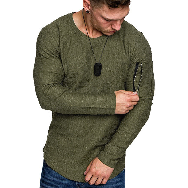Herren lässiges Langarmshirt mit strapazierfähigem Reißverschluss und modernem Schnitt EB