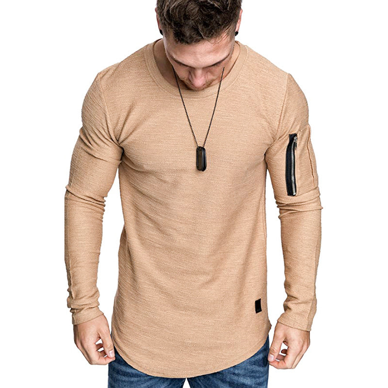 Herren lässiges Langarmshirt mit strapazierfähigem Reißverschluss und modernem Schnitt EB