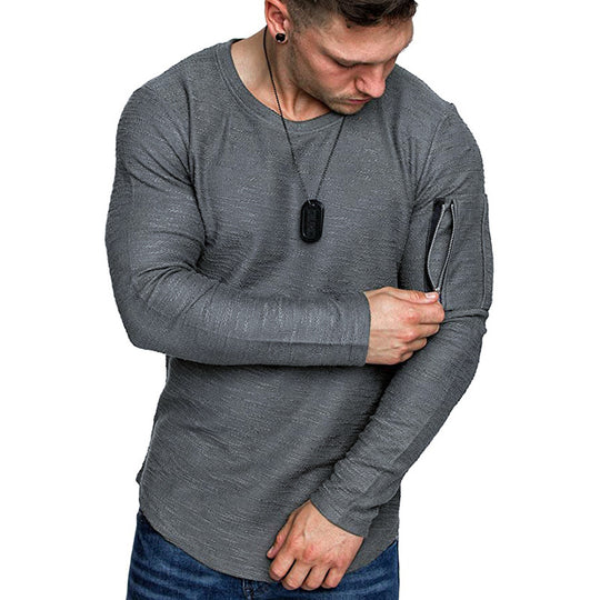 Herren lässiges Langarmshirt mit strapazierfähigem Reißverschluss und modernem Schnitt EB
