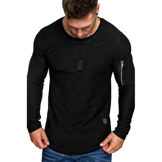 Herren lässiges Langarmshirt mit strapazierfähigem Reißverschluss und modernem Schnitt EB