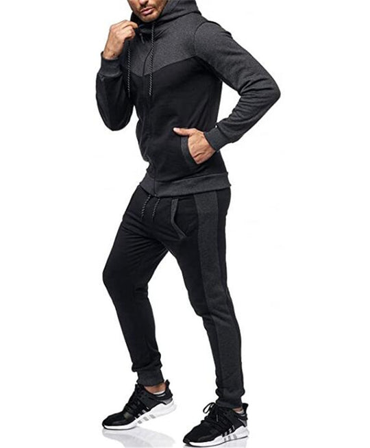 Herren nan sportlicher Trainingsanzug mit Kapuzenjacke und tapered Jogginghose EB