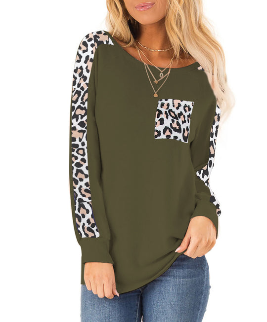 Damen Sweatshirt mit Leopardenmuster und lockerer Passform EB
