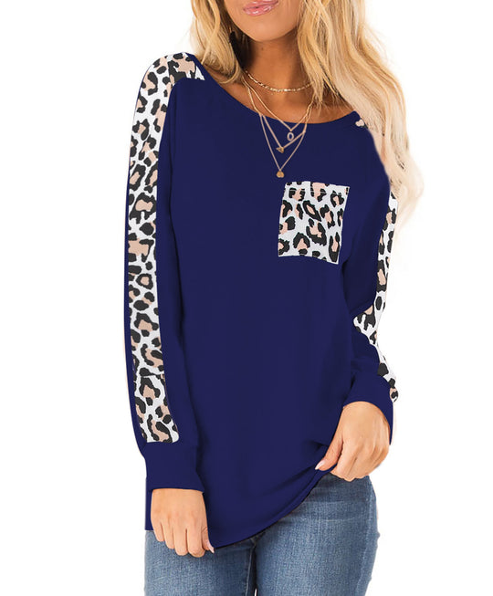 Damen Sweatshirt mit Leopardenmuster und lockerer Passform EB