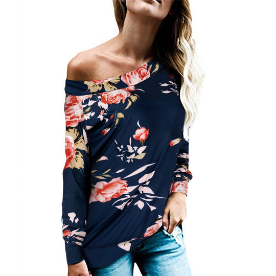 Damen Oversized Pullover mit animalischem Muster und offener Schulter EB