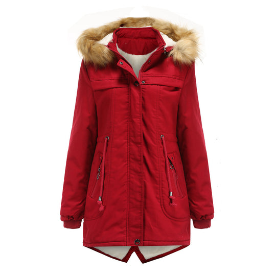 Damen Winterparka mit Kapuze und Kunstfellbesatz EB