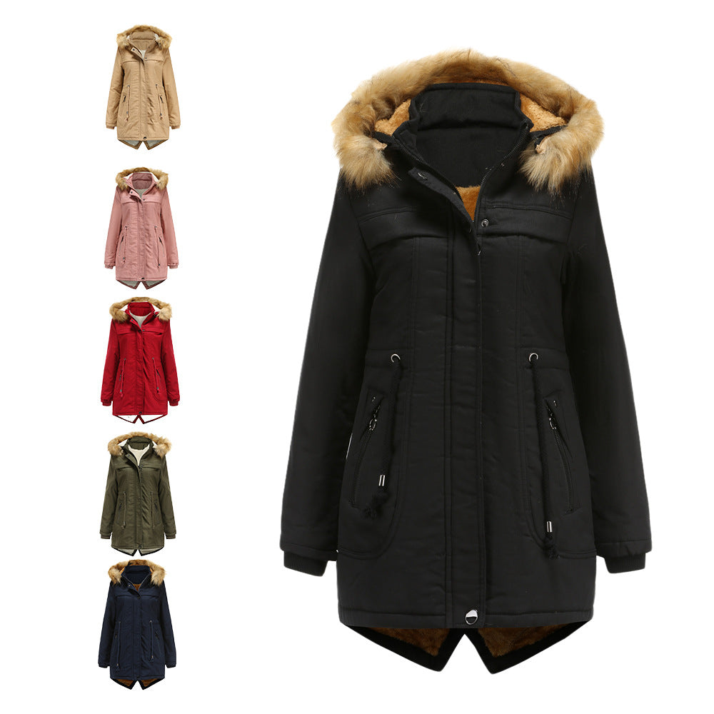 Damen Winterparka mit Kapuze und Kunstfellbesatz EB