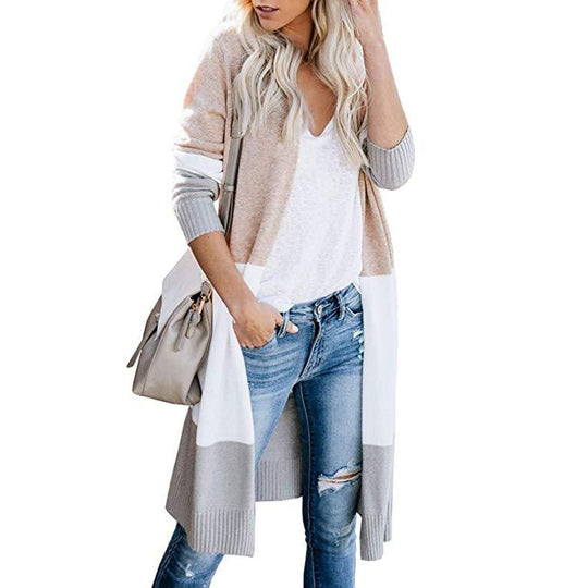 Damen Langstrickjacke mit modernem Farbblocking und bequemer Passform EB