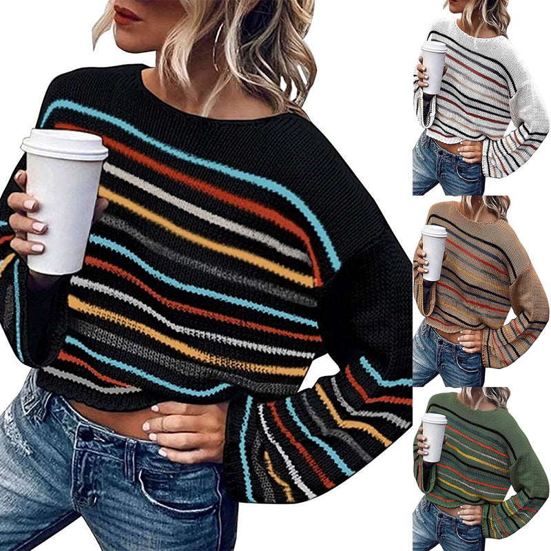 Damen Strickpullover im modernen Streifenmuster EB