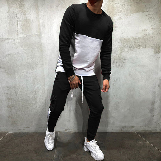 Herren modisches Sweatshirt- und Jogginghosen-Set mit funktionalen Taschen EB