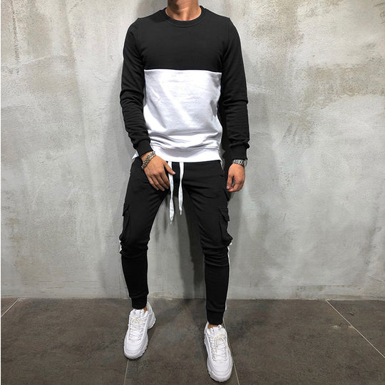 Herren modisches Sweatshirt- und Jogginghosen-Set mit funktionalen Taschen EB