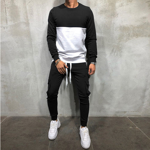 Herren modisches Sweatshirt- und Jogginghosen-Set mit funktionalen Taschen EB