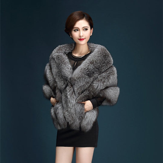 Damen Elegante Kunstpelz-Stola mit voluminösem Schnitt EB