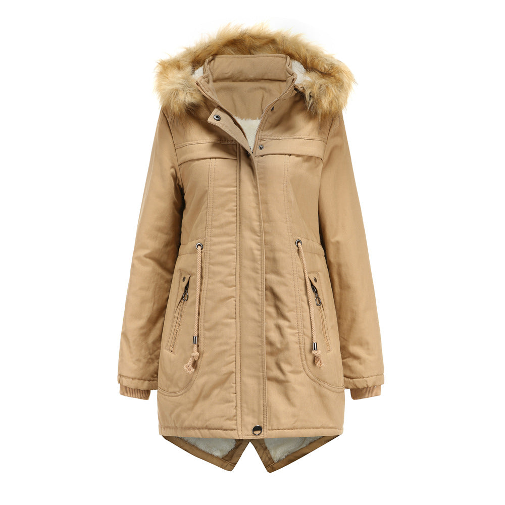 Damen Winterparka mit Kapuze und Kunstfellbesatz EB