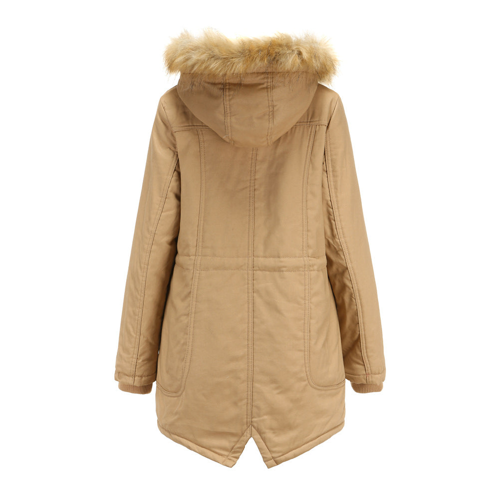 Damen Winterparka mit Kapuze und Kunstfellbesatz EB