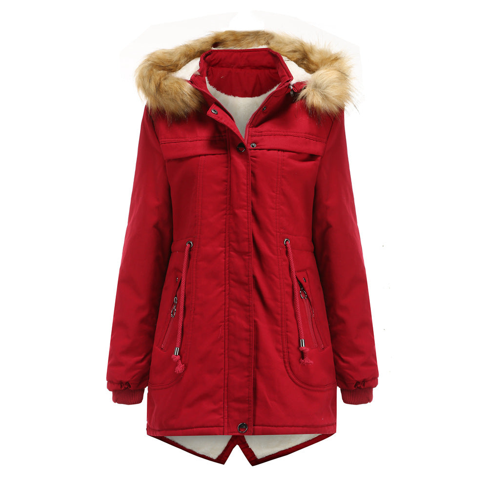 Damen Winterparka mit Kapuze und Kunstfellbesatz EB