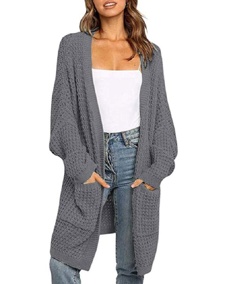 Damen Grobstrick Cardigan mit offenen Fronten und praktischen Taschen EB