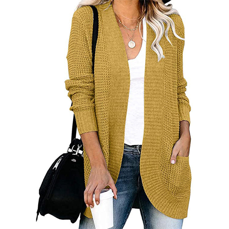 Damen Lässiger Strickcardigan mit offenen Fronten und praktischen Taschen EB