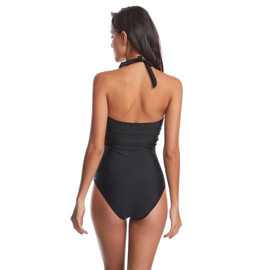 Damen Einteiler Badeanzug mit floralem Wickeldesign und figurformendem Schnitt EB